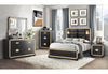 BLAKE BLACK/GOLD KING BED WITH LAMPS, DRESSER, MIRROR, NIGHTSTAND