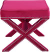 Nixon Pink Velvet Ottoman/Bench