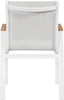 Nizuc White Mesh Waterproof Fabric Outdoor Patio Aluminum Mesh Dining Arm Chair