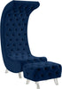 Crescent Navy Velvet Accent Chair