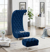 Crescent Navy Velvet Accent Chair