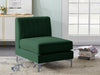 Alina Green Velvet Armless Chair