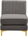 Alina Grey Velvet Armless Chair