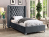 Aiden Grey Velvet Twin Bed