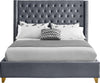 Barolo Grey Velvet Queen Bed