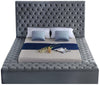 Bliss Grey Velvet Queen Bed (3 Boxes)