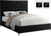 Cruz Black Velvet Queen Bed