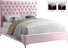 Cruz Pink Velvet Queen Bed