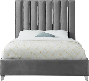 Enzo Grey Velvet Queen Bed image