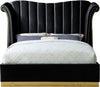 Flora Black Velvet Queen Bed (3 Boxes)