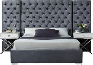Grande Grey Velvet King Bed (3 Boxes) image
