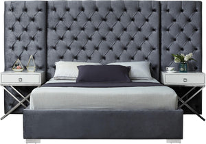 Grande Grey Velvet Queen Bed (3 Boxes) image