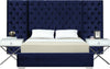 Grande Navy Velvet Queen Bed (3 Boxes)