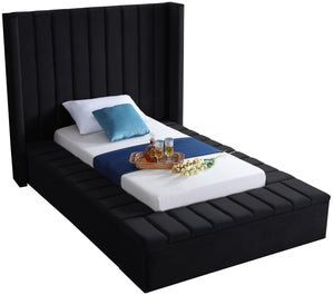 Kiki Black Velvet Twin Bed (3 Boxes) image