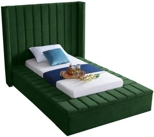Kiki Green Velvet Twin Bed (3 Boxes) image