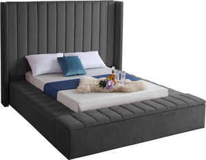 Kiki Grey Velvet Full Bed (3 Boxes) image