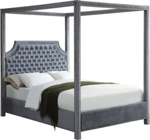 Rowan Grey Velvet Queen Bed (3 Boxes) image