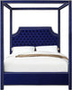 Rowan Navy Velvet Queen Bed (3 Boxes)