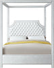 Rowan White Velvet Queen Bed (3 Boxes)