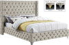 Savan Cream Velvet King Bed