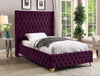Savan Purple Velvet Twin Bed