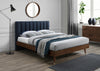 Vance Navy Linen Fabric Queen Bed (3 Boxes)