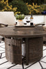 Paradise Trail Paradise Trail Fire Pit Table with 4 Nuvella Swivel Lounge Chairs