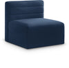 Quincy Navy Velvet Modular Armless Chair