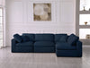 Serene Navy Linen Fabric Deluxe Cloud Modular Sectional