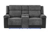 U5915 Grey/Black Console Rec Loveseat W/Immersive Sound & Blue LED