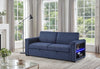 U0211 Navy Pull Out Sofa Bed with LED Acrylic Shelves and Speakers