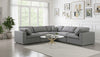 Serene Grey Linen Fabric Deluxe Cloud Modular Sectional