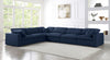 Serene Navy Linen Fabric Deluxe Cloud Modular Sectional