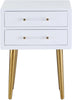 Zane White Laquer with Gold Side Table