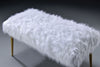 Bagley II White Faux Fur & Gold Bench