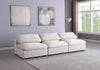 Serene Cream Linen Fabric Deluxe Cloud Modular Armless Sofa
