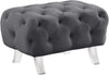 Crescent Grey Velvet Ottoman