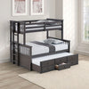 University Twin/Full Bunk Bed Grey, Walnut, & White