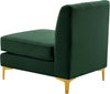 Alina Green Velvet Armless Chair
