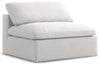 Serene Cream Linen Fabric Deluxe Cloud Armless Chair
