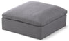 Serene Grey Linen Fabric Deluxe Cloud Ottoman