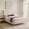 Zara Pink Velvet Queen Bed (3 Boxes)
