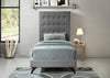 Elly Grey Velvet Twin Bed