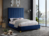 Via Navy Velvet Queen Bed