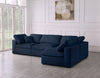 Serene Navy Linen Fabric Deluxe Cloud Modular Sectional