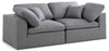 Serene Grey Linen Fabric Deluxe Cloud Modular Sofa