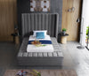 Kiki Grey Velvet Twin Bed (3 Boxes)