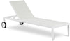 Nizuc White Mesh Waterproof Fabric Outdoor Patio Aluminum Mesh Chaise Lounge Chair