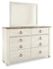 Willowton Panel Bed with Mirrored Dresser & 2 Nightstands