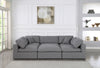 Serene Grey Linen Fabric Deluxe Cloud Modular Sectional